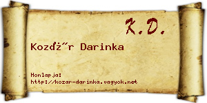 Kozár Darinka névjegykártya